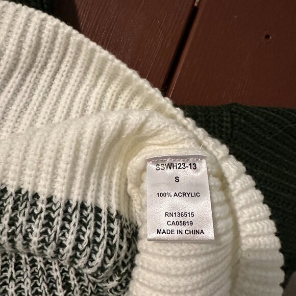 Stitches & Stripes Oversized Sweater, Green and White, Heavy, NWT Size S - Picture 4 of 5